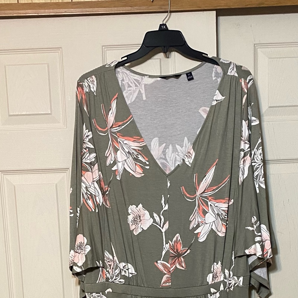 G Giuliana EcoLuxe Knit MAXI Dress Sage Green  Floral